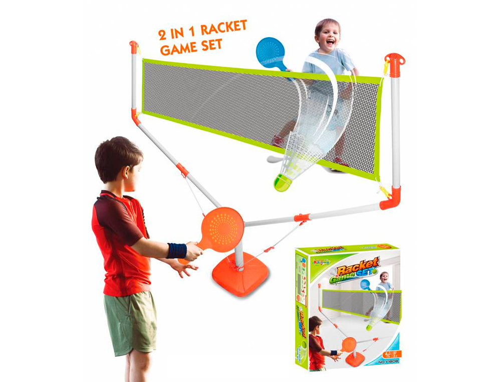 RAQUETAS KINGSPORT CON RED 2 EN 1 TENIS Y BADMINTON +3 AOS