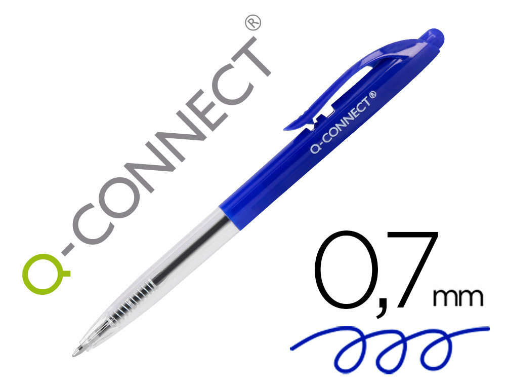 BOLIGRAFO Q-CONNECT RETRACTIL CON CLIP DISEO FINO TINTA ACEITE 0,7 MM COLOR AZUL