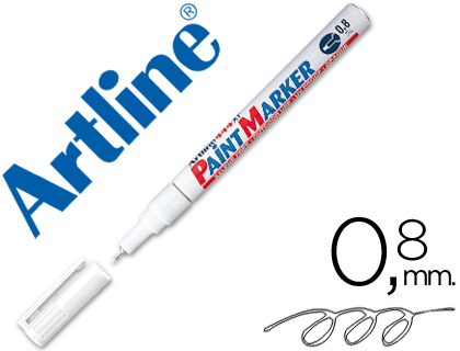 ROTULADOR ARTLINE MARCADOR PERMANENTE EK-444 XF BLANCO PUNTA REDONDA 0.8 MM METAL CAUCHO Y PLASTICO