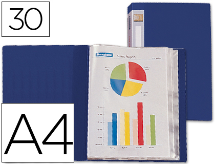 CARPETA LIDERPAPEL PERSONALIZA 37022 30 FUNDAS POLIPROPILENO DIN A4 AZUL LOMO PERSONALIZABLE