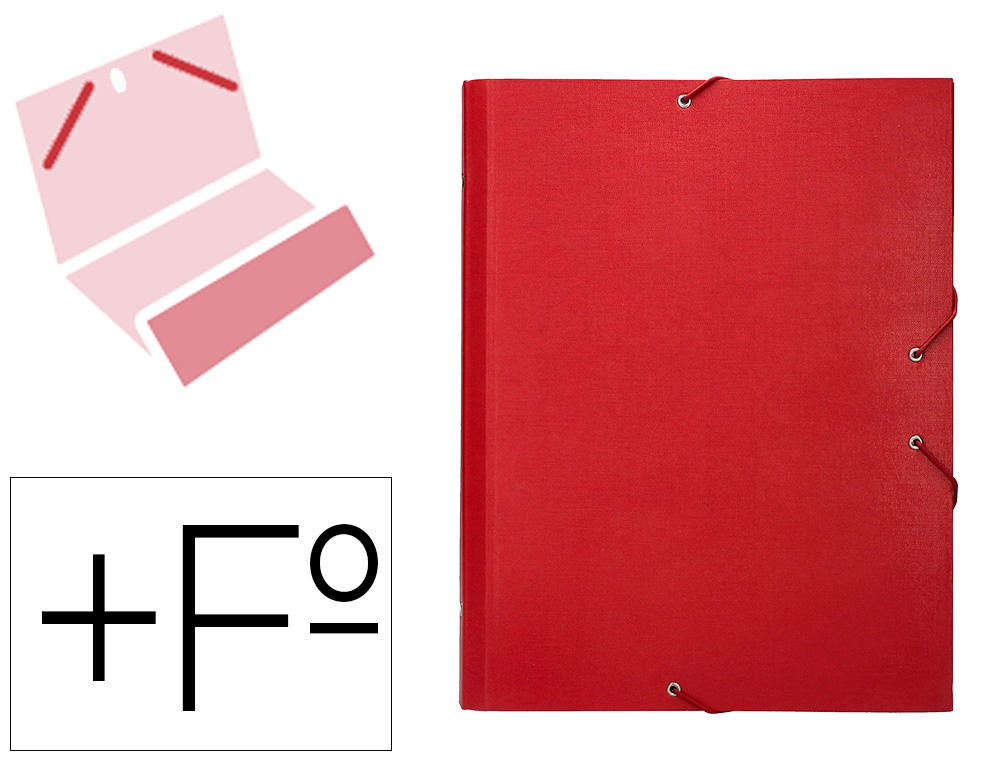 CARPETA CLASIFICADORA LIDERPAPEL 12 DEPARTAMENTOS FOLIO PROLONGADO CARTON FORRADO ROJA