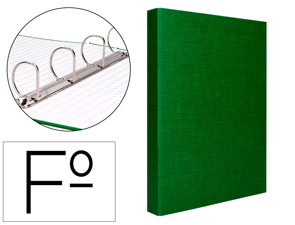 CARPETA DE 4 ANILLAS 40MM MIXTAS LIDERPAPEL FOLIO CARTON FORRADO PAPER COAT VERDE