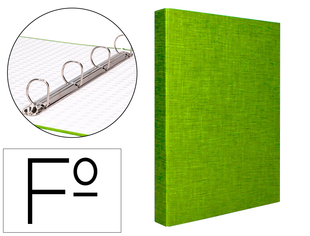 CARPETA DE 4 ANILLAS 25MM MIXTAS LIDERPAPEL FOLIO CARTONFORRADO PAPER COAT VERDE FROSTY