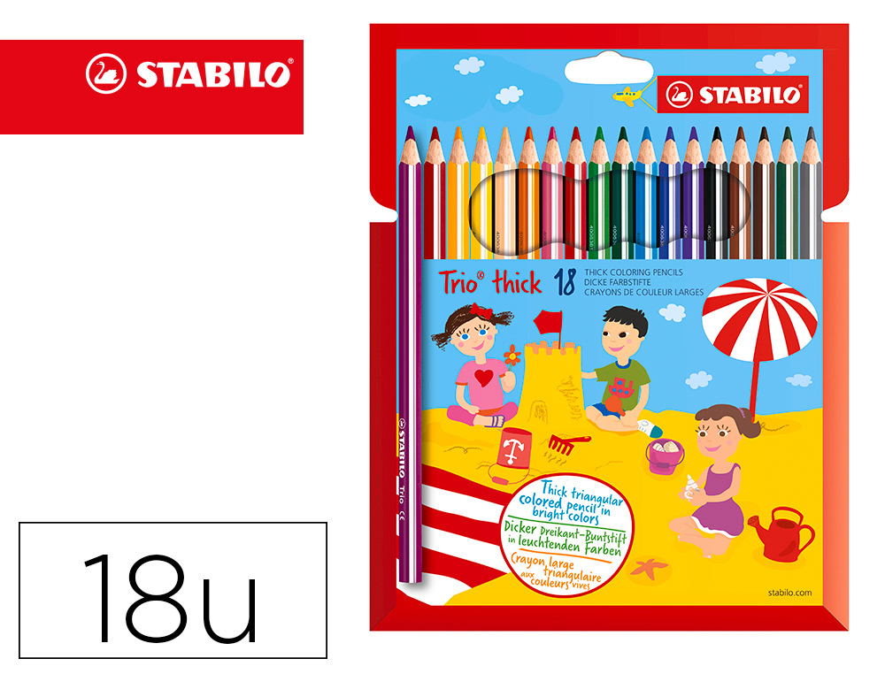 LAPICES DE COLORES STABILO TRIO CAJA DE 18 COLORES
