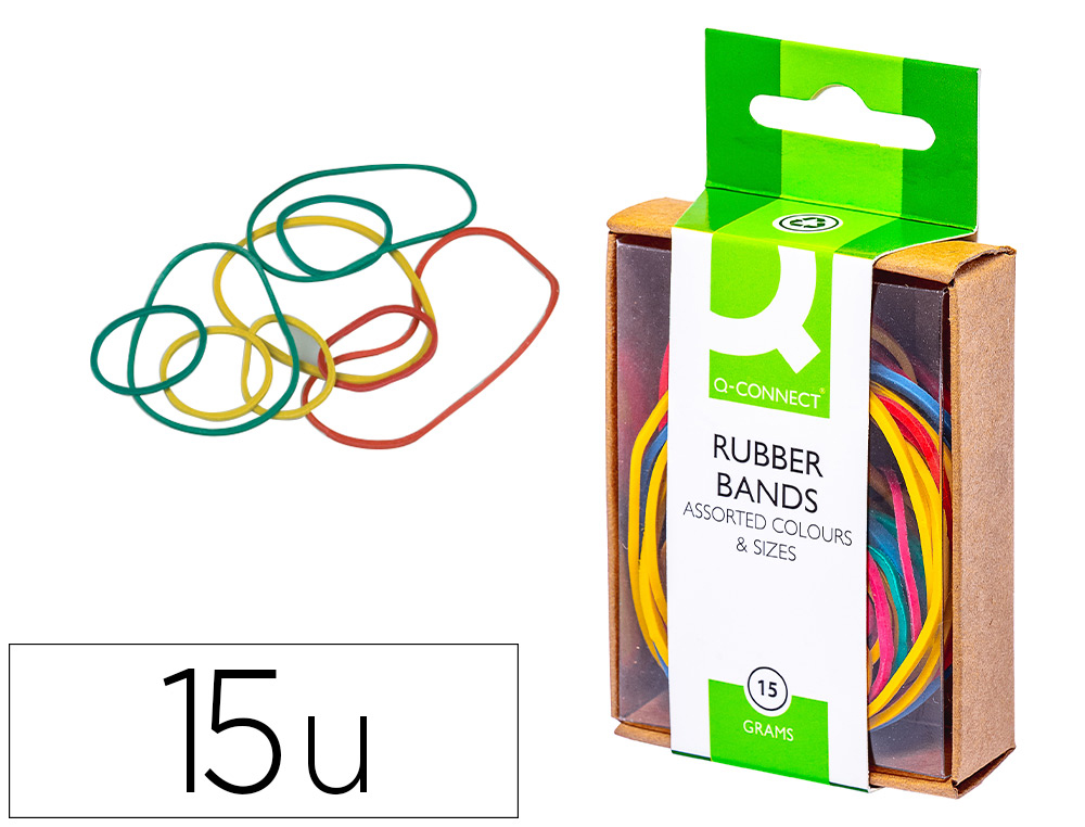 GOMILLAS ELASTICAS COLORES Q-CONNECT CAJA DE 15 GR