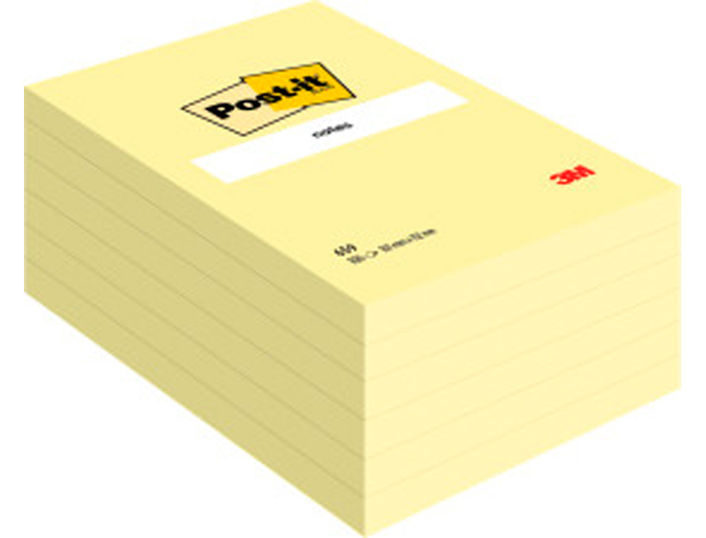 BLOC DE NOTAS ADHESIVAS QUITA Y PON POST-IT 102X152 MM CON 100 HOJAS 659