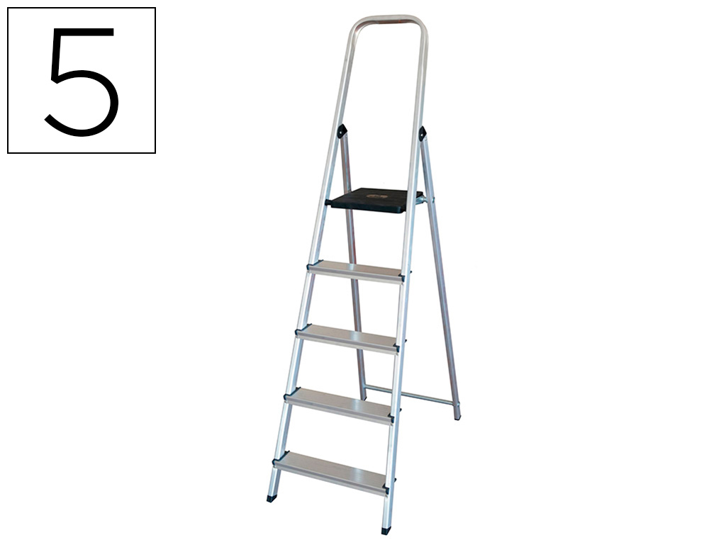 ESCALERA Q-CONNECT DE ALUMINIO 5 PELDAOS 1062X483X1675 MM PESO MAXIMO 150 KG EN-131