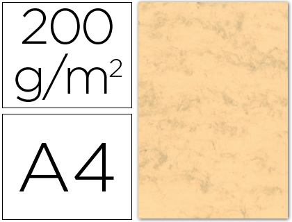 CARTULINA MARMOLEADA DIN A4 200 GR OCRE PAQUETE DE 100 HOJAS