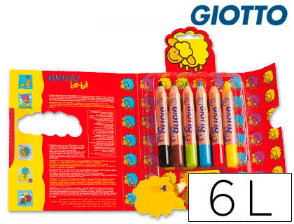 LAPICES DE COLORES GIOTTO SUPER BEBE CAJA DE 6 LAPICES COLORES SURTIDOS + SACAPUNTAS