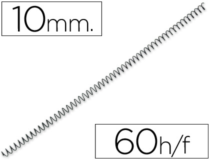 ESPIRAL METALICO YOSAN NEGRO PASO 56 4:1 10 MM CALIBRE 1,00 MM