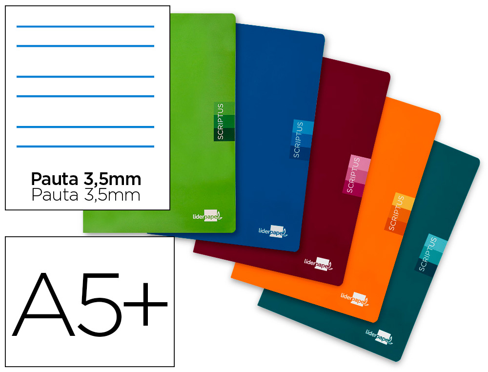 LIBRETA LIDERPAPEL SCRIPTUS A5 PLUS 48 HOJAS 90G/M2 PAUTA 4 3.5MM CON MARGEN