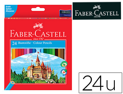 LAPICES DE COLORES FABER CASTELL HEXAGONAL MADERA REFORESTADA CAJA DE 24 UNIDADES COLORES SURTIDOS