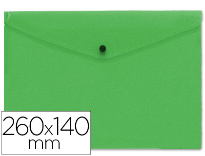 CARPETA LIDERPAPEL DOSSIER BROCHE POLIPROPILENO TAMAO SOBRE AMERICANO 260X140MM VERDE TRANSLUCIDO