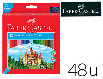 LAPICES DE COLORES FABER CASTELL HEXAGONAL MADERA REFORESTADA CAJA DE 48 UNIDADES COLORES SURTIDOS