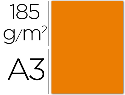 CARTULINA GUARRO DIN A3 NARANJA 185 GR PAQUETE 50 HOJAS