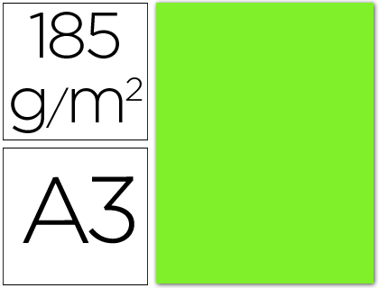 CARTULINA GUARRO DIN A3 VERDE FLUORESCENTE 250 GR PAQUETE 50 HOJAS