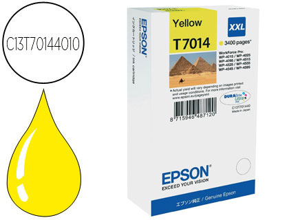 INK-JET EPSON STYLUS T7014 AMARILLO XL WP-4000 4500 CAPACIDAD 3400 PAG