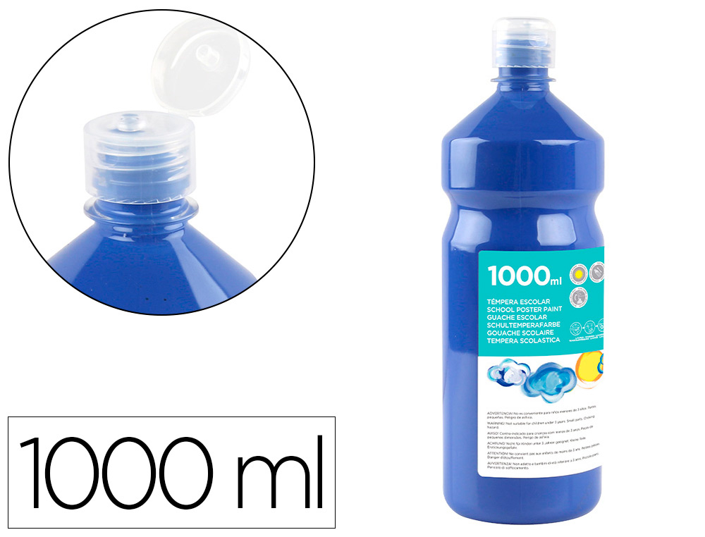 TEMPERA LIQUIDA LIDERPAPEL ESCOLAR 1000 ML AZUL MARINO
