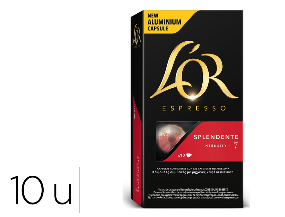 CAFE L'OR ESPRESSO SPLENDENTE FUERZA 7 CAJA DE 10 UNIDADES COMPATIBLE CON NESPRESSO