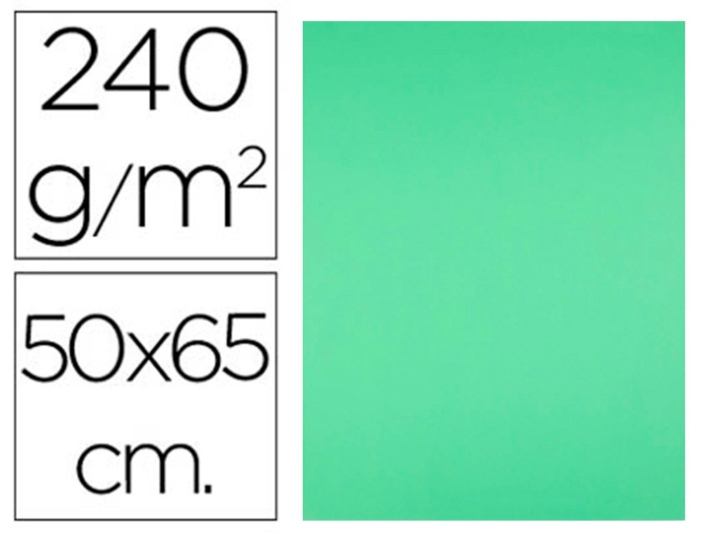 CARTULINA LIDERPAPEL 50X65 CM 240G/M2 VERDE PISTACHO PAQUETE DE 25 HOJAS