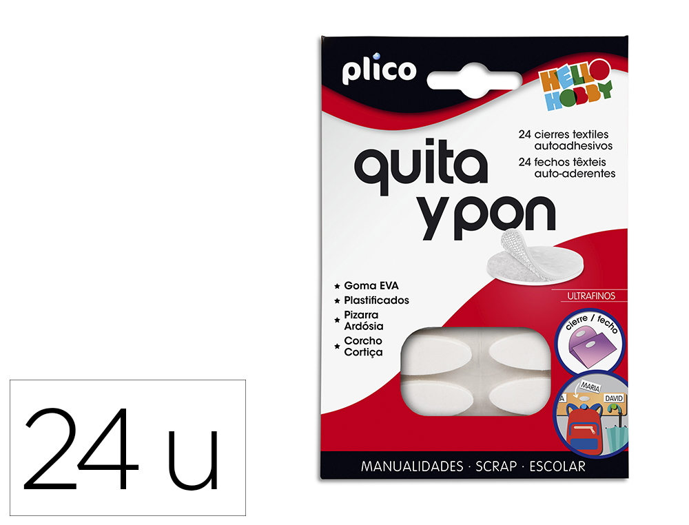 VELCRO ADHESIVO OVALADO PLICO QUITA Y PON BLISTER DE 24 UNIDADES