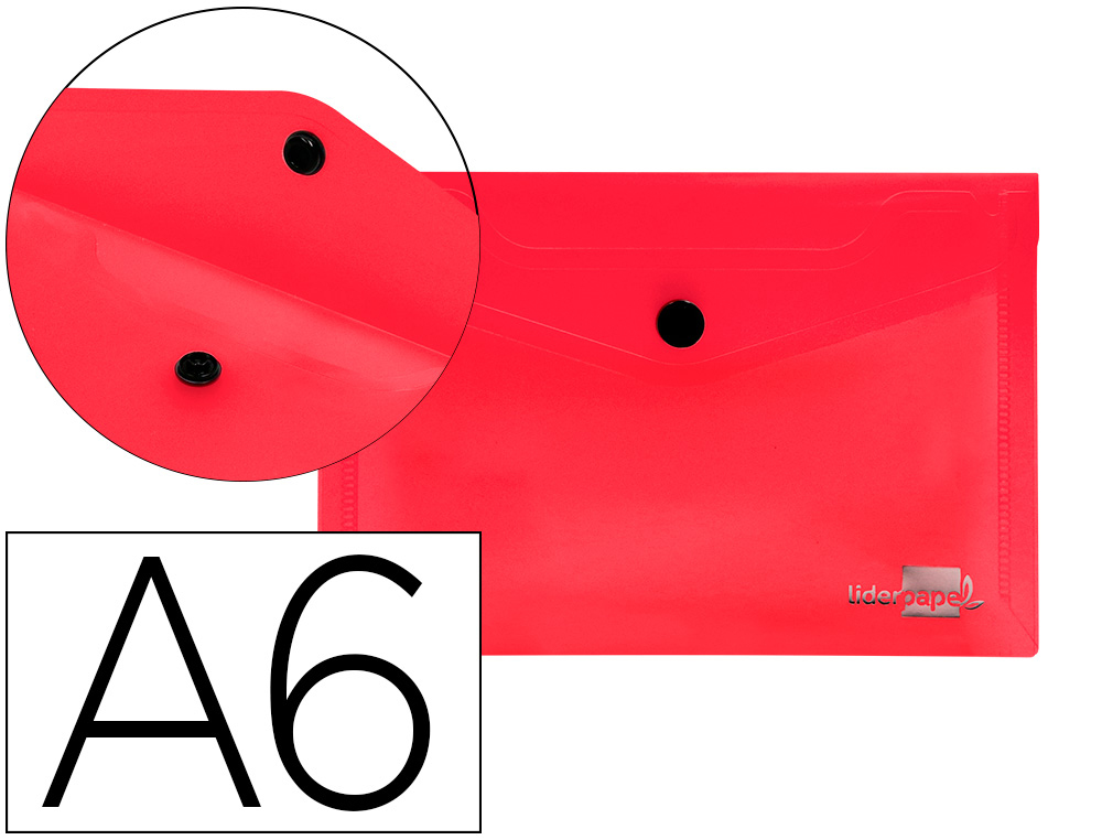 CARPETA LIDERPAPEL DOSSIER BROCHE POLIPROPILENO DIN A6 ROJO TRANSPARENTE