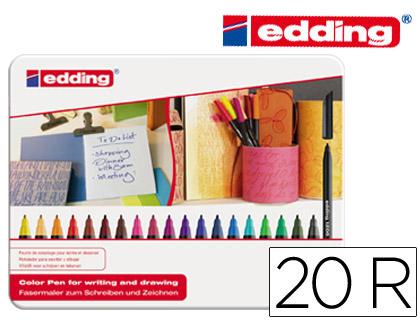 ROTULADOR EDDING PUNTA FIBRA 1200 CAJA METALICA 20 UNIDADES COLORES SURTIDOS PUNTA REDONDA 0,5 MM