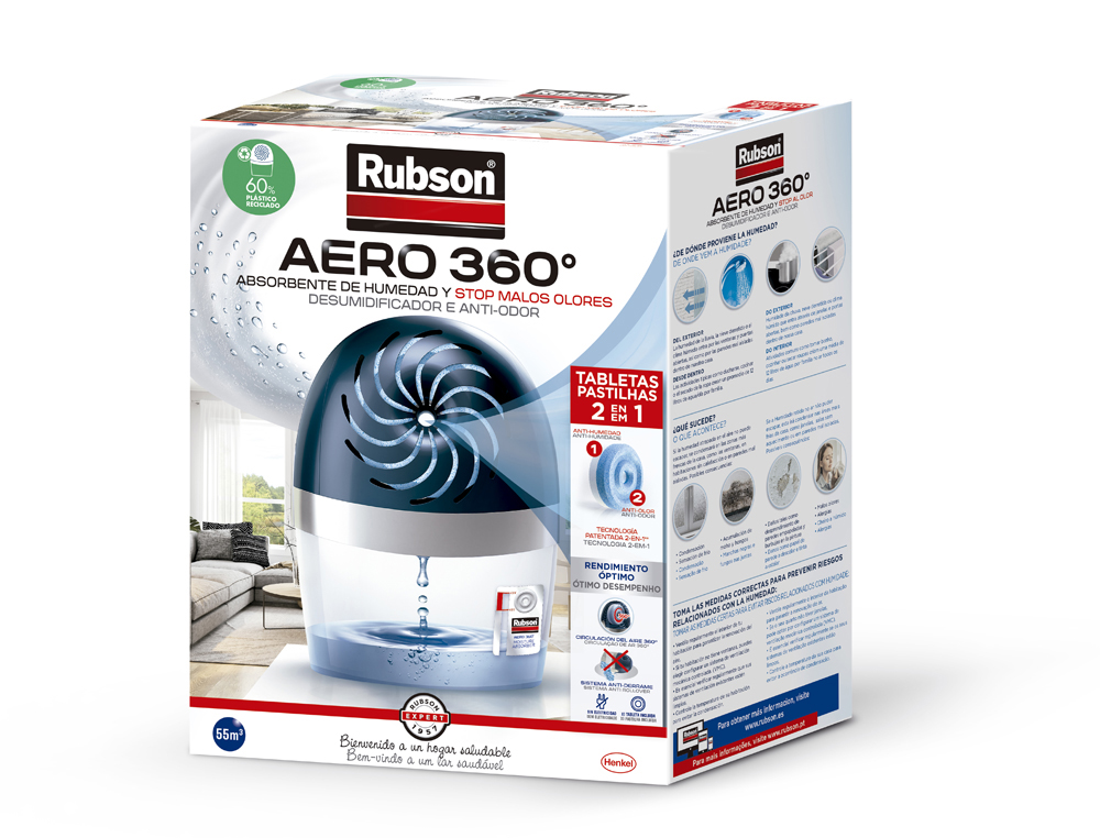 DESHUMIDIFICADOR RUBSON AERO 360 + PASTILLA RECAMBIO GRATIS 189X118X241 MM