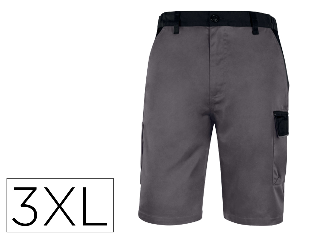 PANTALON DE TRABAJO DELTAPLUS BERMUDA CINTURA AJUSTABLE 5 BOLSILLOS COLOR GRIS TALLA 3XL