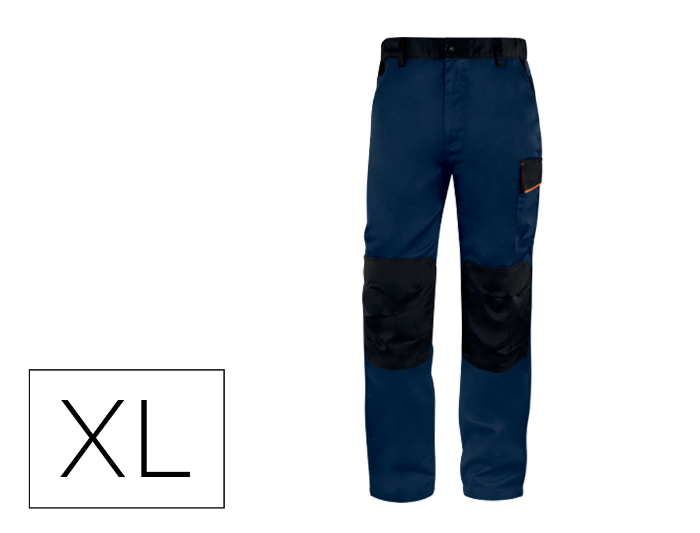 PANTALON DE TRABAJO DELTAPLUS CINTURA AJUSTABLE 5 BOLSILLOS COLOR AZUL NARANJA TALLA XL NARANJA TALLA XL