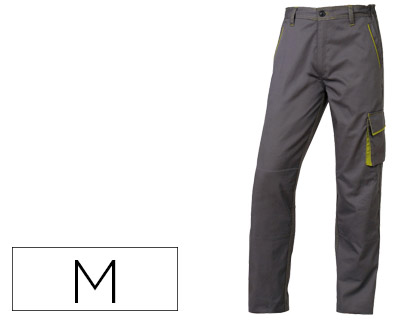 PANTALON DE TRABAJO DELTAPLUS CINTURA AJUSTABLE 5 BOLSILLOS COLOR GRIS VERDE TALLA M