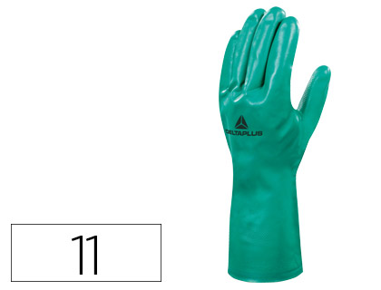 GUANTES DELTAPLUS TRATADO EN NITRILO FLOCADO DE ALGODON ESPECIAL PARA TRABAJOS CON LIQUIDOS QUIMICOS TALLA 11