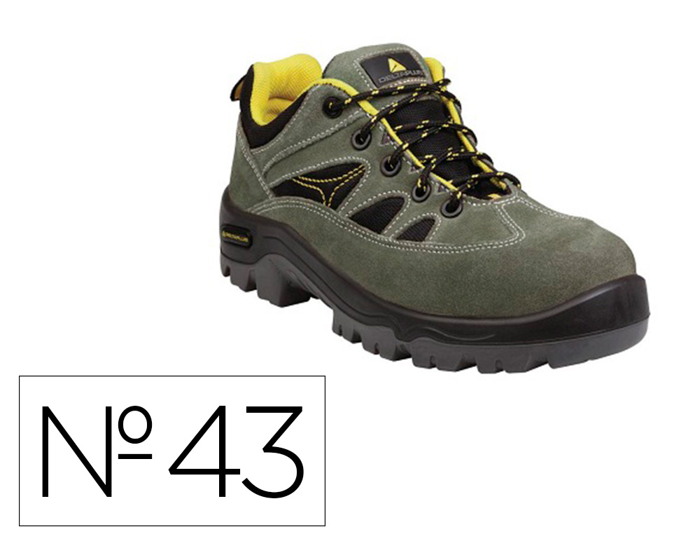 ZAPATOS DE SEGURIDAD DELTAPLUS TREK DE PIEL SERRAJE PUNTERA Y SUELA COMPOSITE VERDE TALLA 43