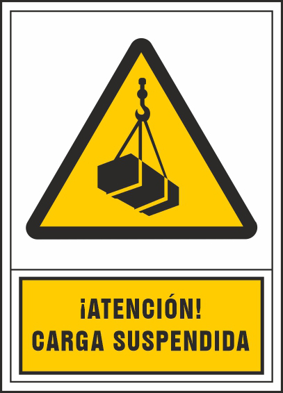 PICTOGRAMA SYSSA SEAL DE ADVERTENCIA ATENCION! CARGA SUSPENDIDA EN PVC 245X345 MM