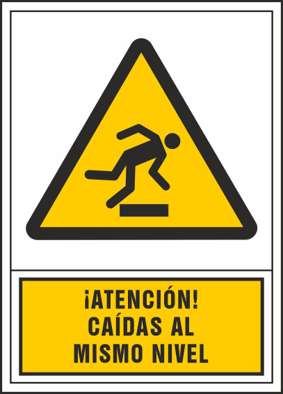 PICTOGRAMA SYSSA SEAL DE ADVERTENCIA ATENCION! CAIDAS AL MISMO NIVEL EN PVC 245X345 MM