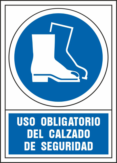PICTOGRAMA SYSSA SEAL DE OBLIGACION USO OBLIGATORIO DEL CALZADO DE SEGURIDAD EN PVC 245X345 MM