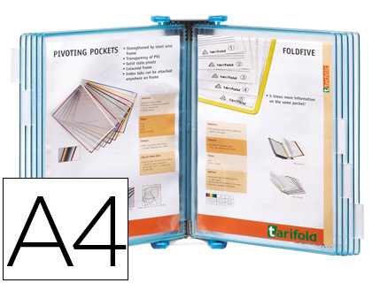 PORTACATALOGO DE PARED POLIPROPILENO DJOIS CON 10 FUNDAS DIN A4 COLOR AZUL
