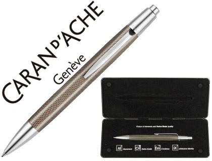 BOLIGRAFO CARAN D'ACHE ALCHEMIX CUERPO PIEL DE REPTIL ADORNOS CROMADOS BRILLANTE CON ESTUCHE PUNTA