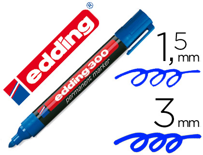 ROTULADOR EDDING MARCADOR PERMANENTE 300 AZUL PUNTA REDONDA 1,5-3 MM RECARGABLE