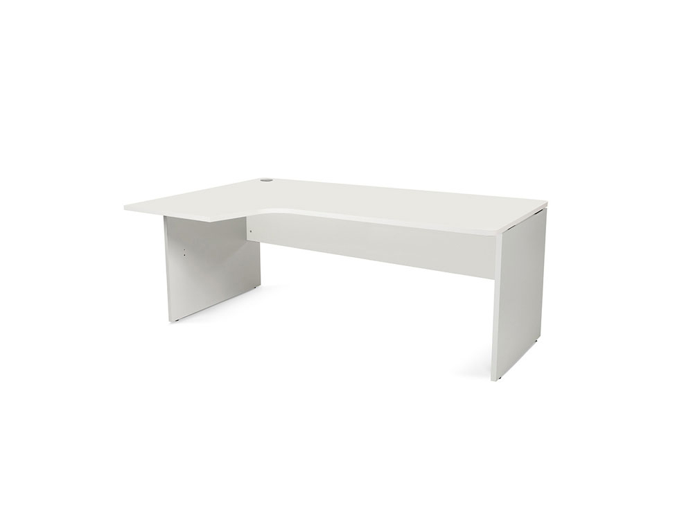 MESA ROCADA SERIE WORK 180X120 CM IZQUIERDA ACABADO AN04 GRIS/BLANCO