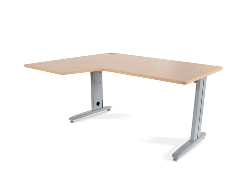MESA ROCADA SERIE METAL 160X120 CM IZQUIERDA ACABADO AC01 HAYA