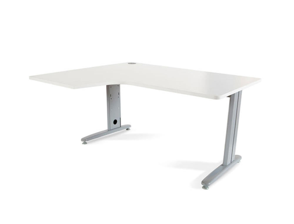 MESA ROCADA SERIE METAL 160X120 CM IZQUIERDA ACABADO AC04 BLANCO