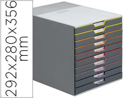 FICHERO CAJONES DE SOBREMESA DURABLE VARICOLOR APILABLES 10 CAJONES PLASTICO 292X280X356 MM