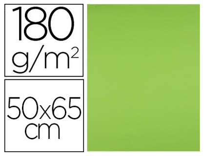 CARTULINA LIDERPAPEL 50X65 CM 180G/M2 VERDE PISTACHO PAQUETE DE 25 HOJAS
