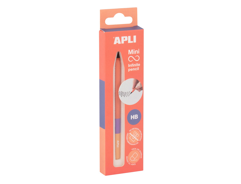 LAPIZ DE GRAFITO INFINITO APLI MINI DUREZA HB TRICOLOR NARANJA
