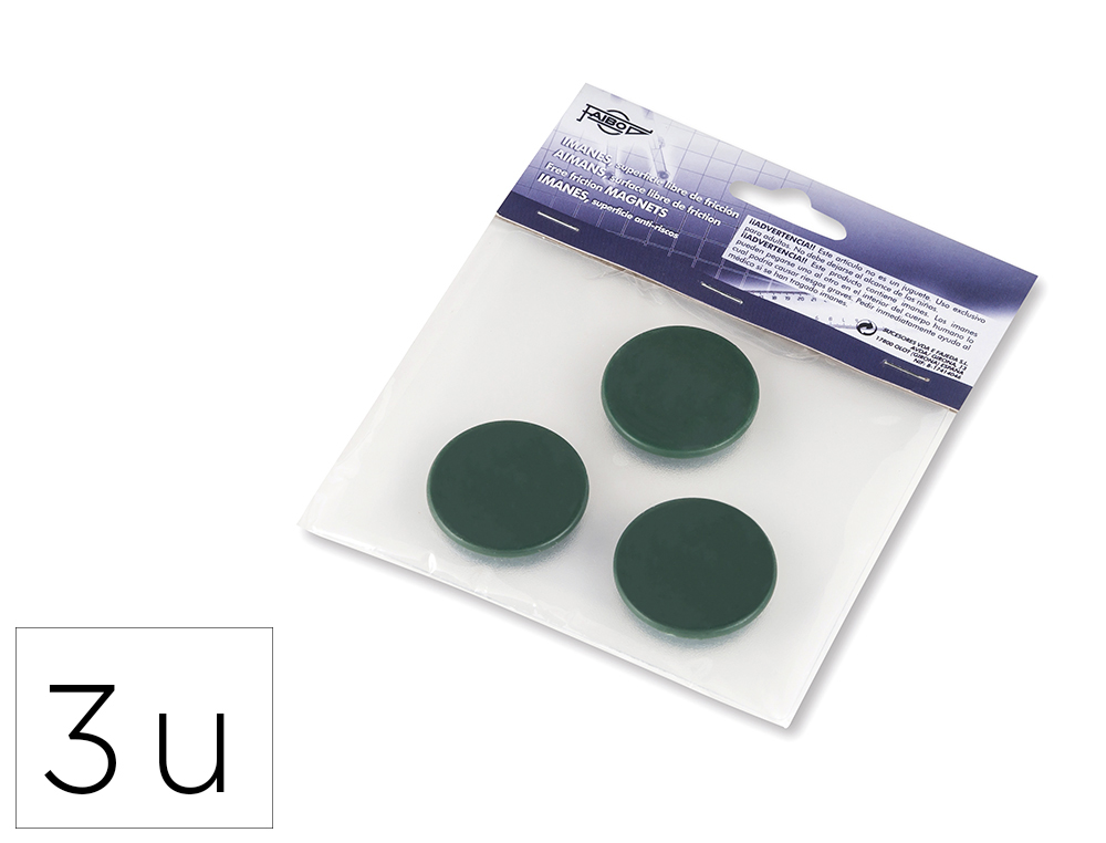 IMAN PARA SUJECION FAIBO 30 MM DIAMETRO VERDE BLISTER DE 3 UNIDADES