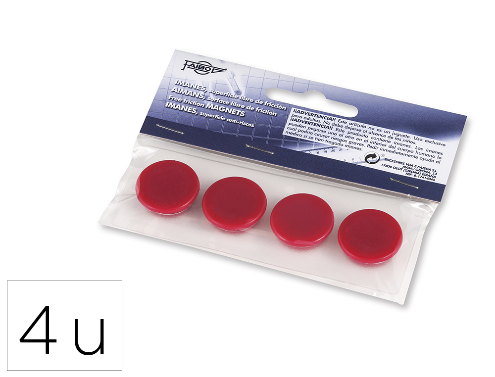 IMAN PARA SUJECION FAIBO 20 MM DIAMETRO ROJO BLISTER DE 3 UNIDADES