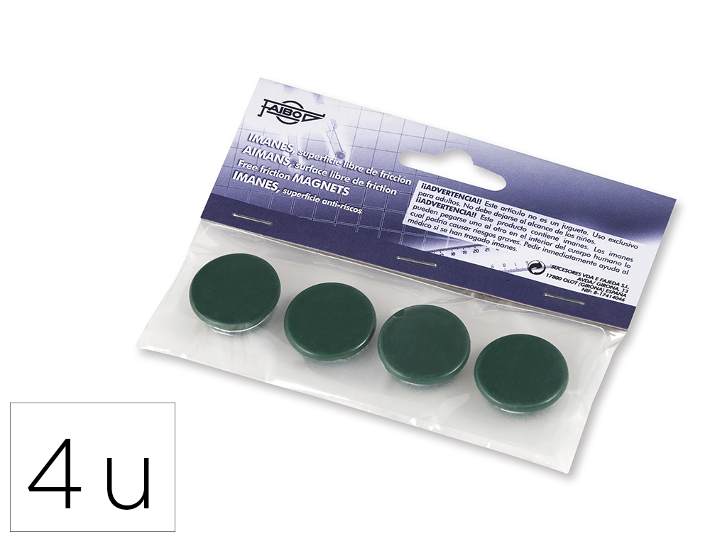 IMAN PARA SUJECION FAIBO 20 MM DIAMETRO VERDE BLISTER DE 3 UNIDADES