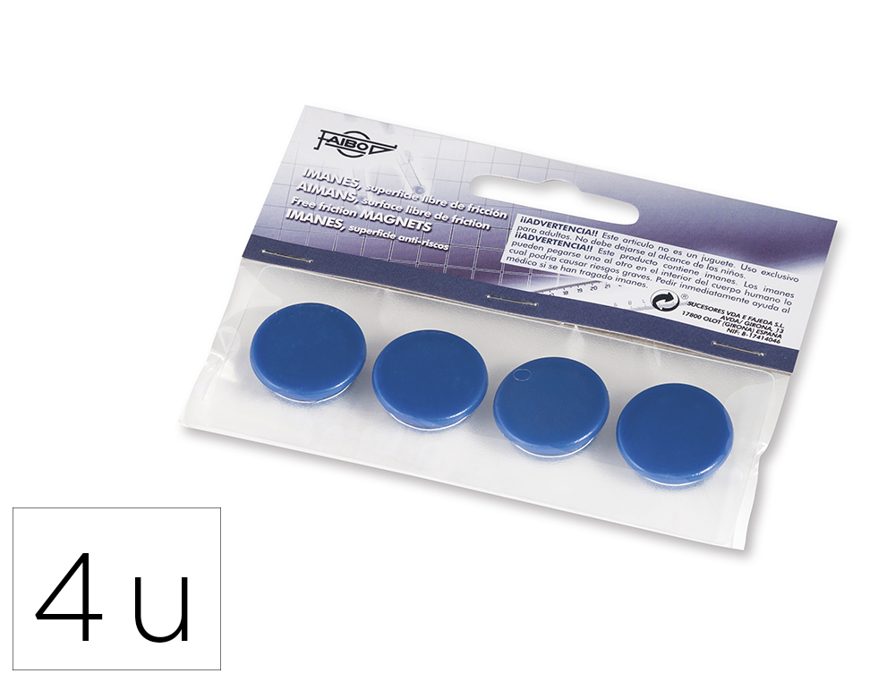 IMAN PARA SUJECION FAIBO 20 MM DIAMETRO AZUL BLISTER DE 3 UNIDADES