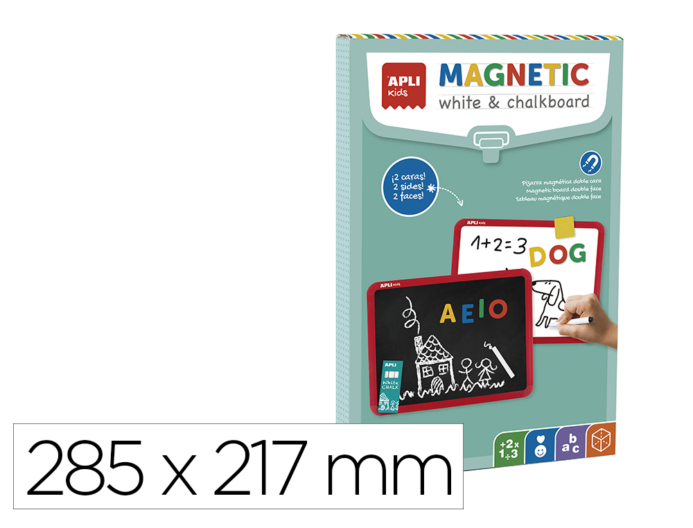 PIZARRA MAGNETICA APLI DOBLE CARA PARA ROTULADOR Y TIZA 285X217 MM